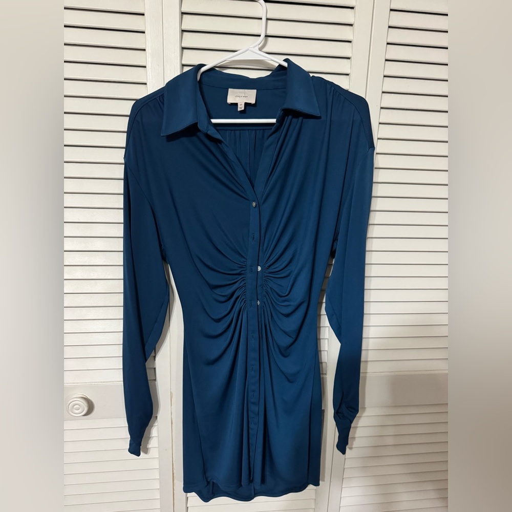 Perfect Condition Cinq a sept Elegant Blue Long-Sleeve Dress